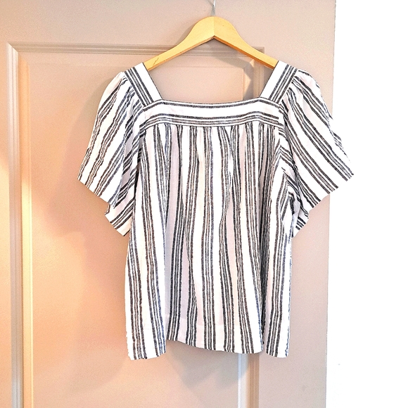 Loft Gray Square Neck Top Size M EUC - Picture 2 of 7